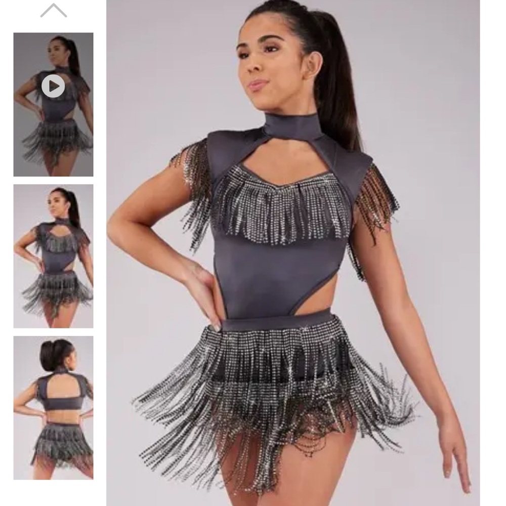 Weissman Gray Fringe Dance Costume